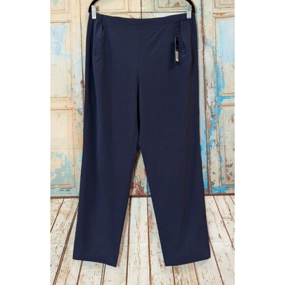 Tech Stretch By Nic + Zoe Womens Size L Dark Indigo 4-Way Stretch Ankle Pants - Picture 1 of 10